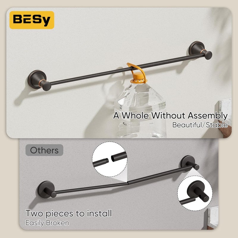 BESy Adjustable Bronze 16 to 26 Inch Bath Towel Bar Rack for Bathroom Towel Holder, Wall Mounted Towel Bar Rod Hanger Bathroom Hardware Accessories Hotel Style, Stainless Steel, Oil Rubbed Bronze - Image 5